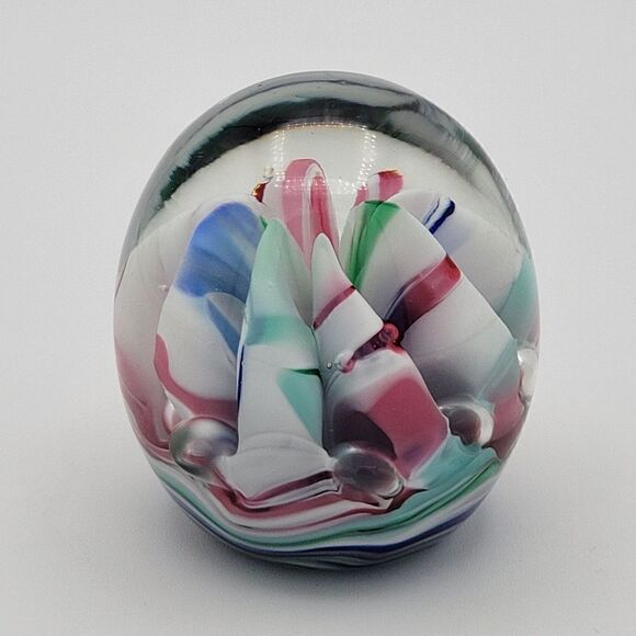 Vintage Saint Claire Multicolor Swirl Art Glass Paperweight - Picture 7 of 11